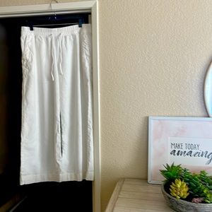 A New Day white linen high rise wide leg pants XL